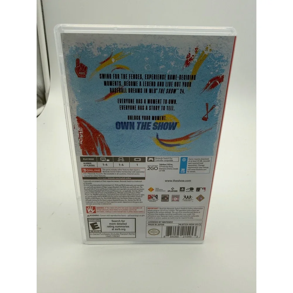 MLB The Show 24 Nintendo Switch Baseball Video Game Physical Cartridge Case